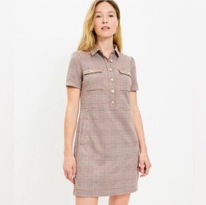 Loft Brown Plaid Houndstooth Dress Size 0P